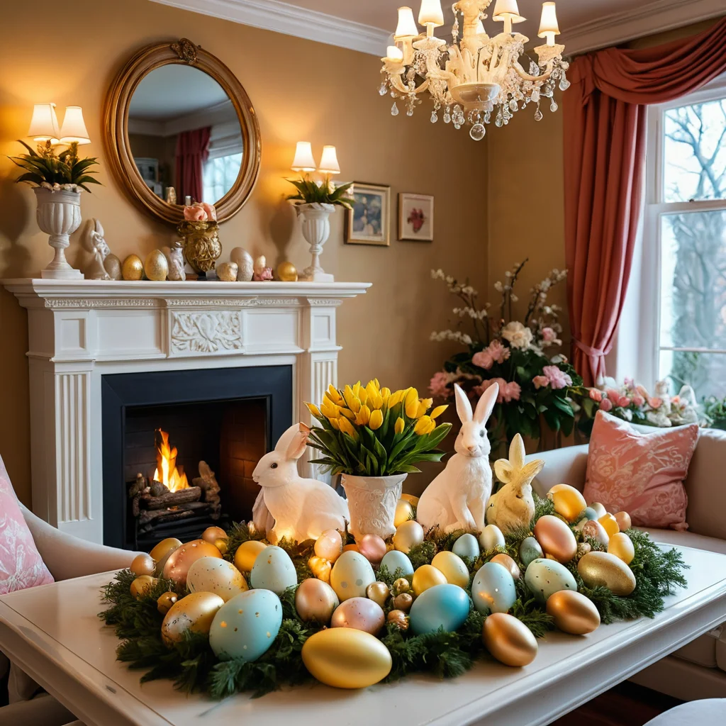 Пример распространенной ошибки в пасхальном декоре: перегруженный и хаотичный декор. Слишком много ярких, несочетающихся пластиковых украшений и искусственных цветов создают ощущение беспорядка и разрушают уют.