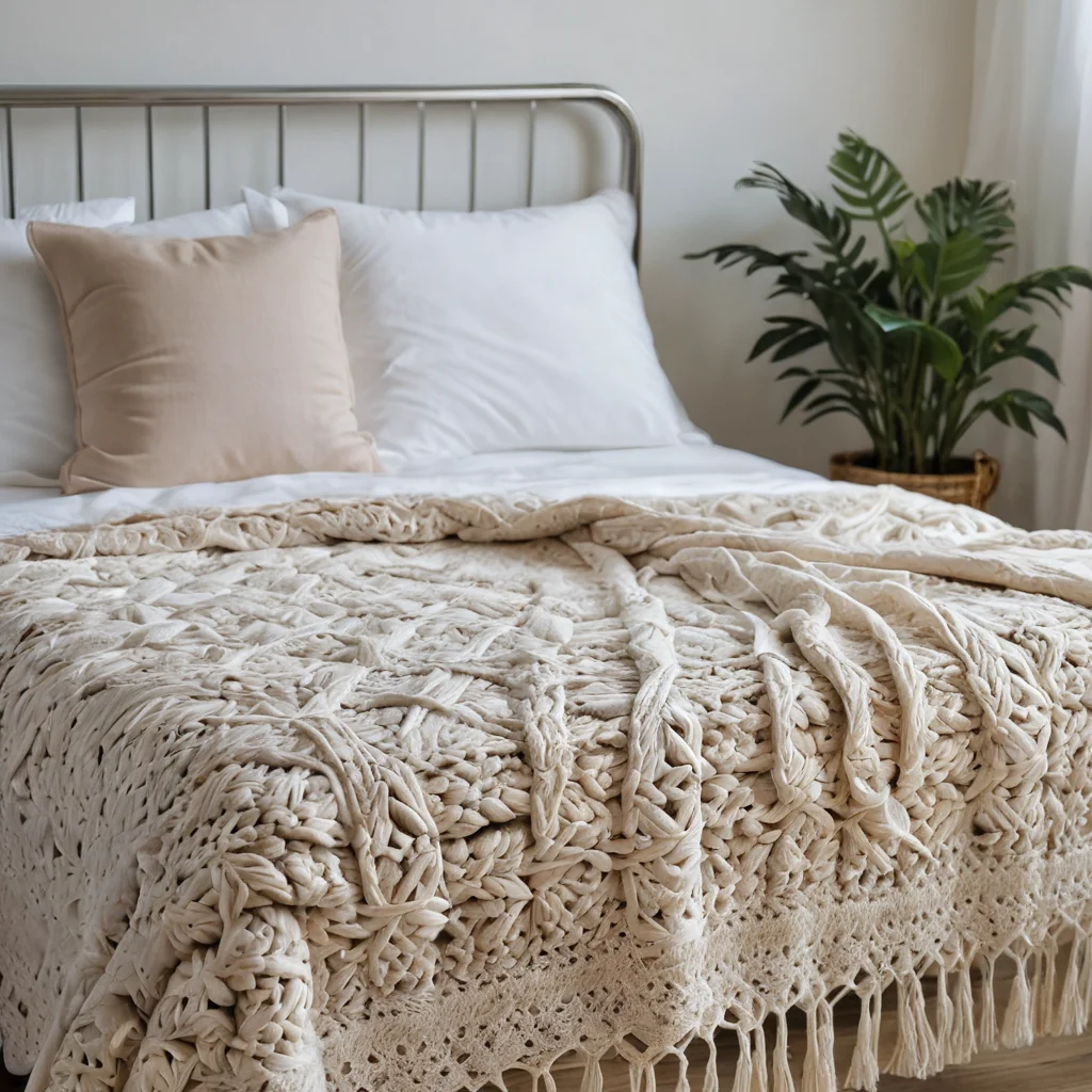 Аккуратно сложенный вязаный плед 