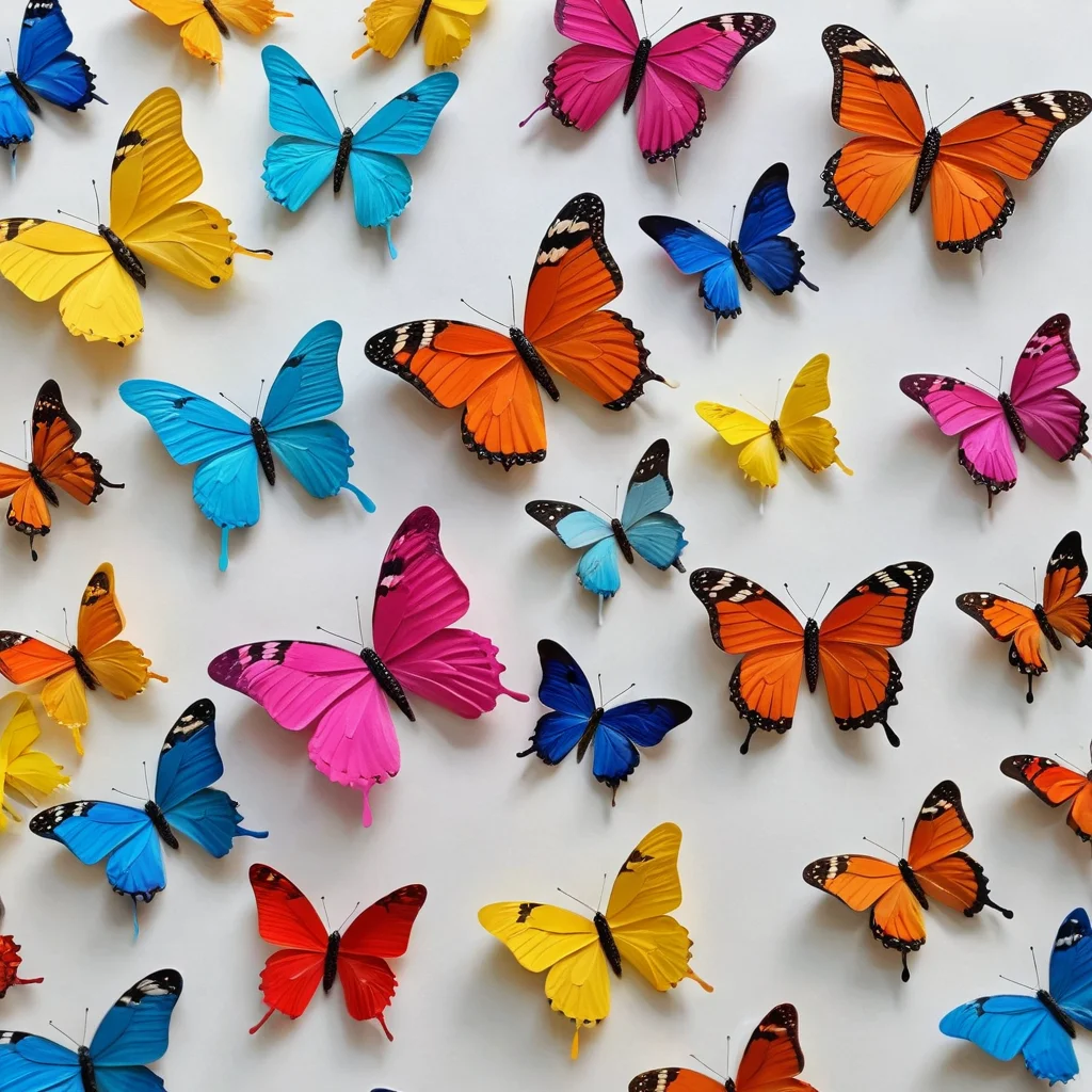 Яркие бабочки из фоамирана, демонстрирующие быстрые техники DIY-крафта; пример супер-лайфхака для ускорения процесса создания бюджетного декора для дома.