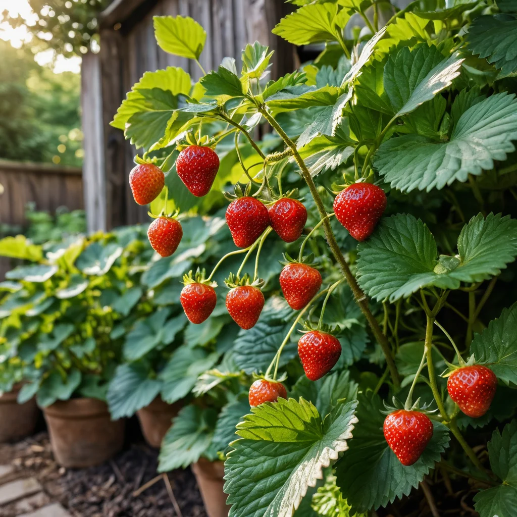 Наглядное сравнение: куст клубники с неправильно установленной подставкой (поврежденные стебли, ягоды касаются земли) и рядом - идеально поддерживаемый куст без ошибок.