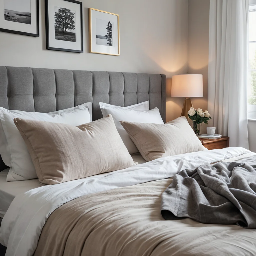 Элегантная подушка-валик, гармонично вписанная в интерьер спальни, с акцентом на уход и долговечность изделия.