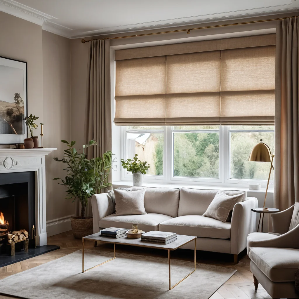 Элегантная римская штора, идеально вписанная в интерьер современной спальни или гостиной, демонстрирующая гармоничное сочетание с другими элементами декора и возможности персонализации пространства.