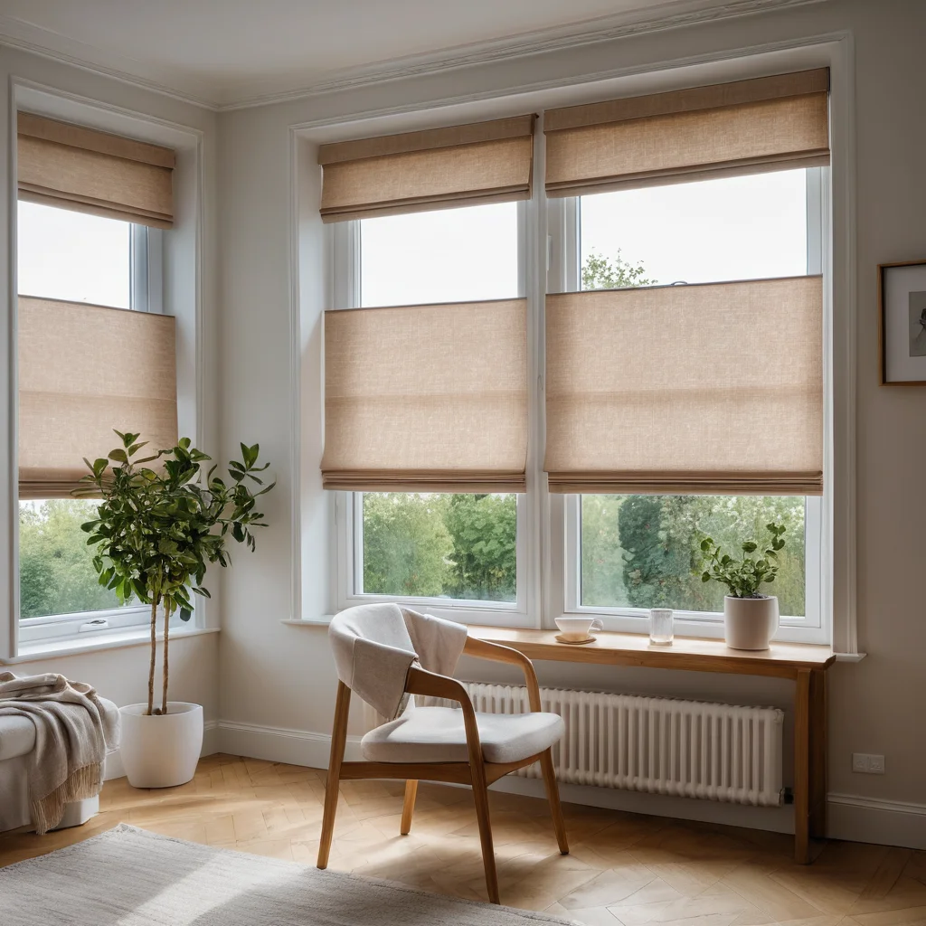 Крупный план рук, бережно очищающих римскую штору от пыли мягкой щеткой, символизирующий секреты ухода, которые помогают сохранить красоту и функциональность изделия надолго.