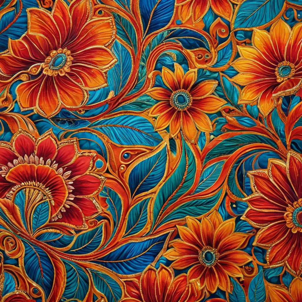 Крупный план фрагмента ткани, расписанной яркими акриловыми красками, демонстрирующий стойкость и долговечность рисунка после правильного закрепления. Идеальный пример того, почему важно закреплять роспись по ткани.