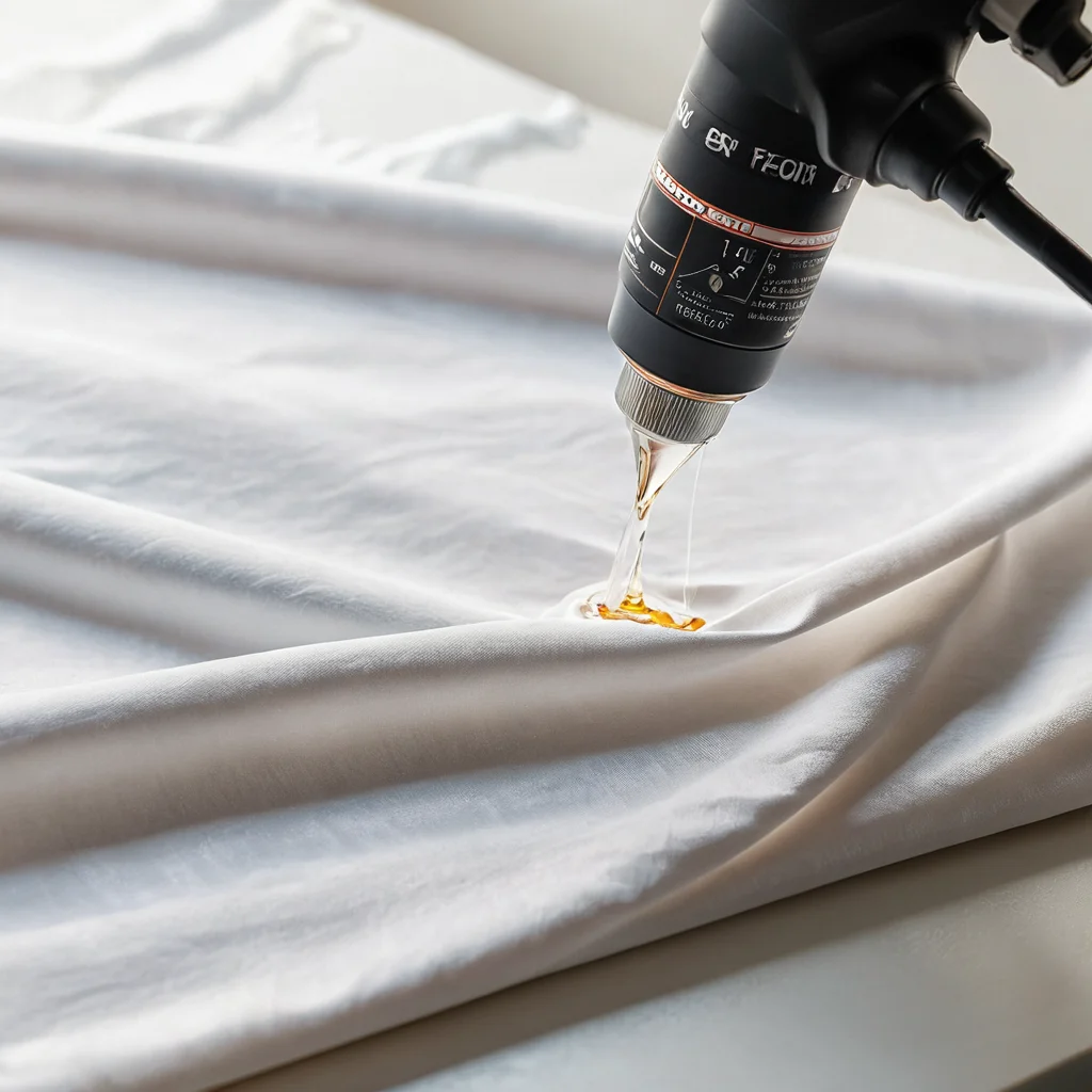 Утюг, скользящий по расписанной акрилом ткани через защитный пергамент, демонстрирующий процесс термического закрепления рисунка. Пошаговое закрепление акриловой росписи на ткани.