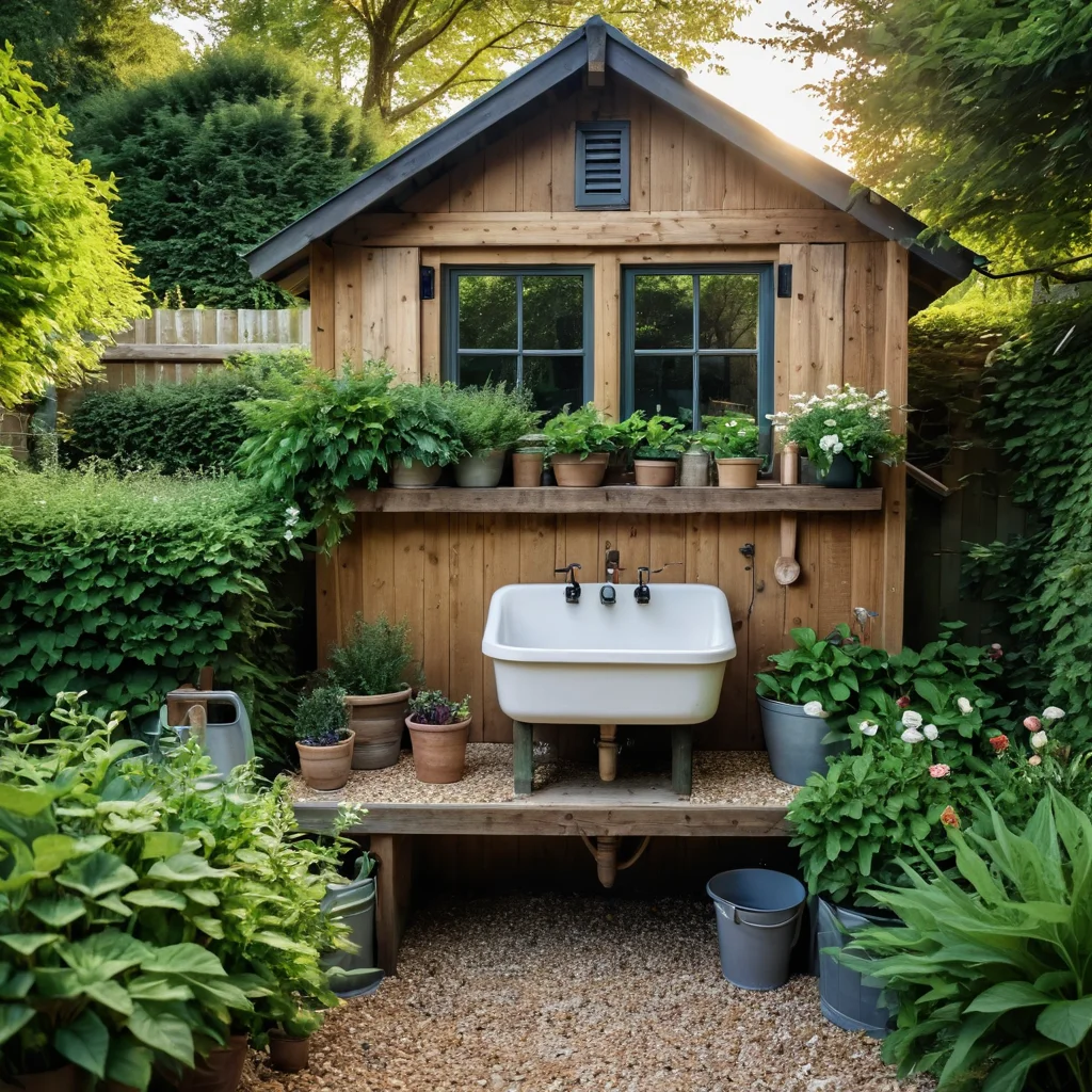 Подготовленное место на даче для установки рукомойника, с продуманной системой отвода воды и учетом ландшафта, демонстрирующее идеальное расположение для комфортного использования.