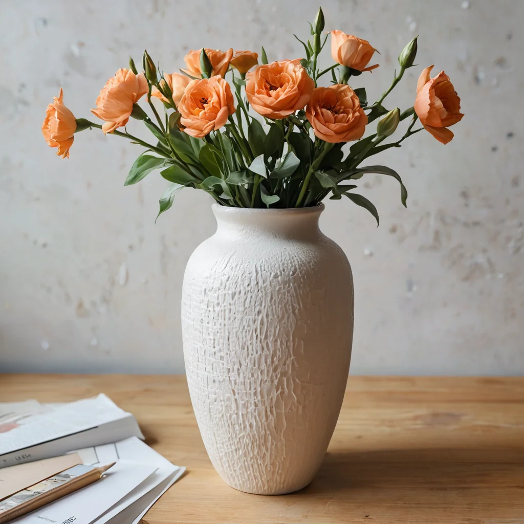 Фотография вазы, на создание которой были допущены типичные ошибки новичков: неравномерная текстура, неопрятный вид. Изображение демонстрирует 'дешевую поделку' и подчеркивает важность следования техникам.