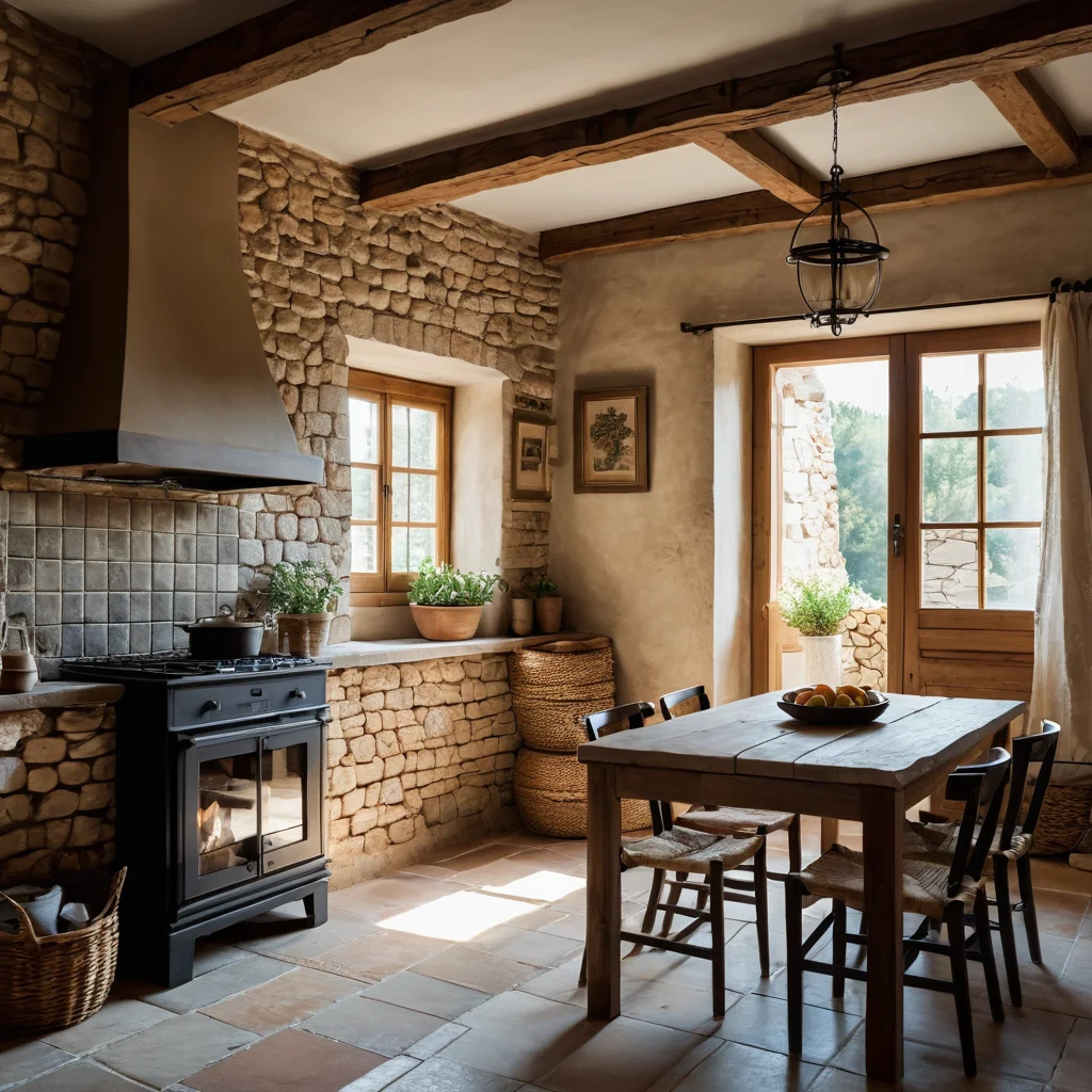 Натуральные текстуры в средиземноморском интерьере: грубые каменные стены, состаренные деревянные балки и керамическая плитка ручной работы, передающие ощущение моря и солнца.