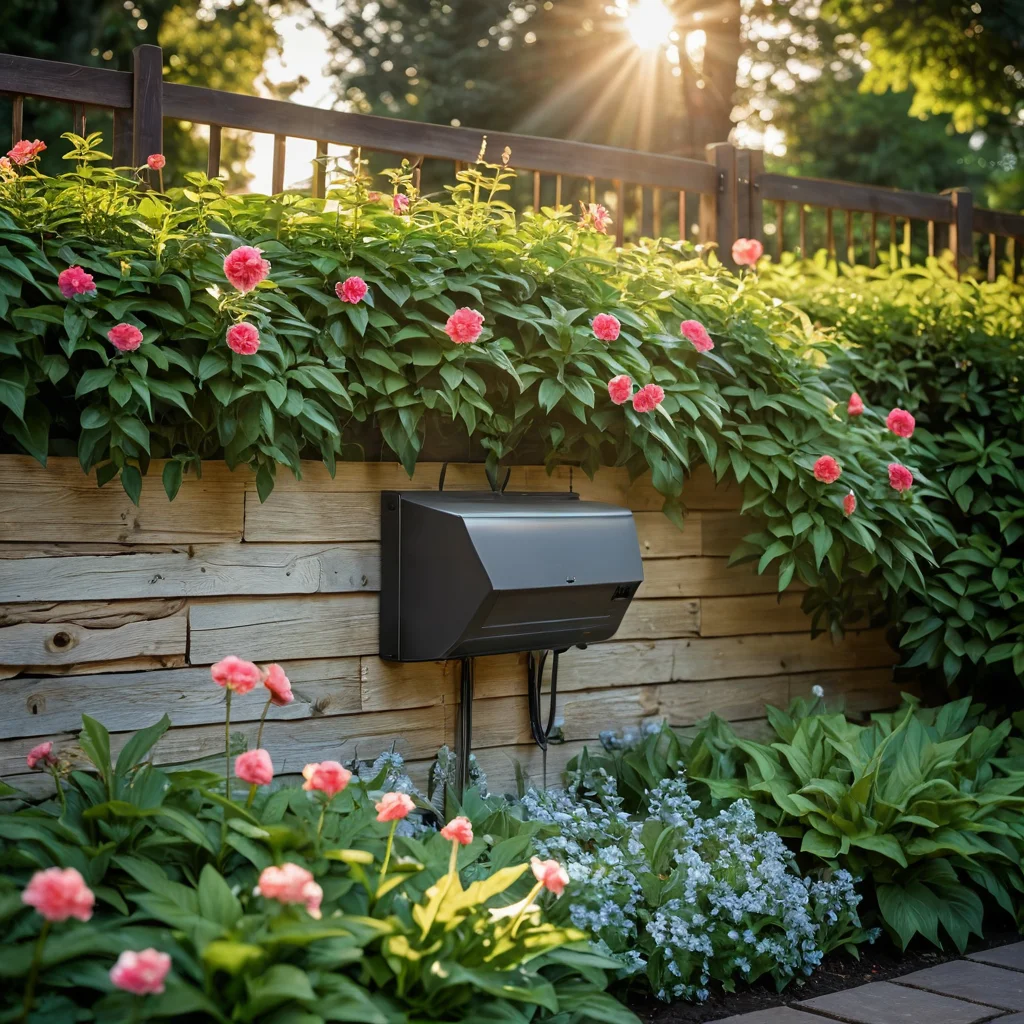 Надежное подключение электропитания для подсветки забора на открытом воздухе, с водонепроницаемой распределительной коробкой и безопасной проводкой.