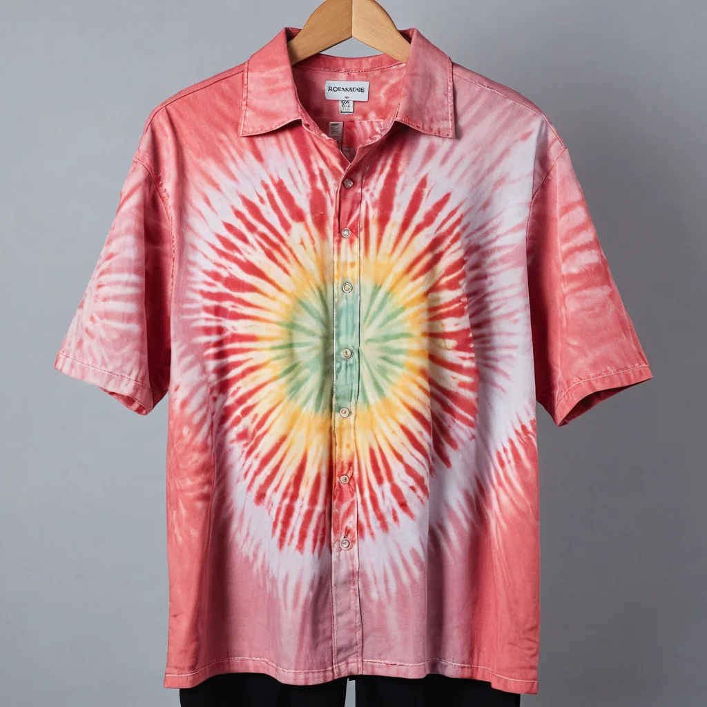 Футболка с нечетким или размытым узором тай-дай и блеклыми цветами, иллюстрирующая типичные ошибки новичков в технике тай-дай и важность их предотвращения для достижения идеального результата.