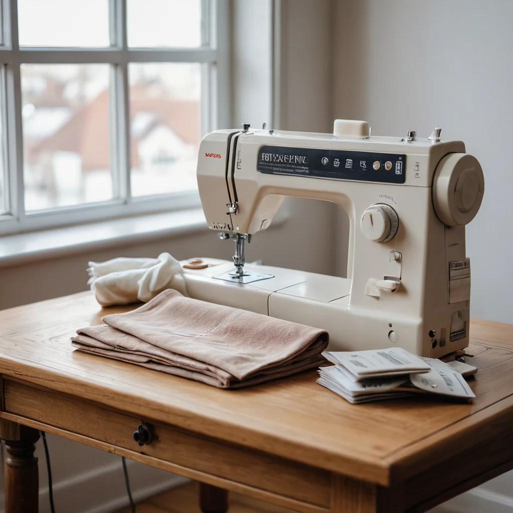 Фотография процесса шитья базовой текстильной обложки для паспорта, показывающая руки, работающие с швейной машиной и инструментами, акцент на простых стежках.