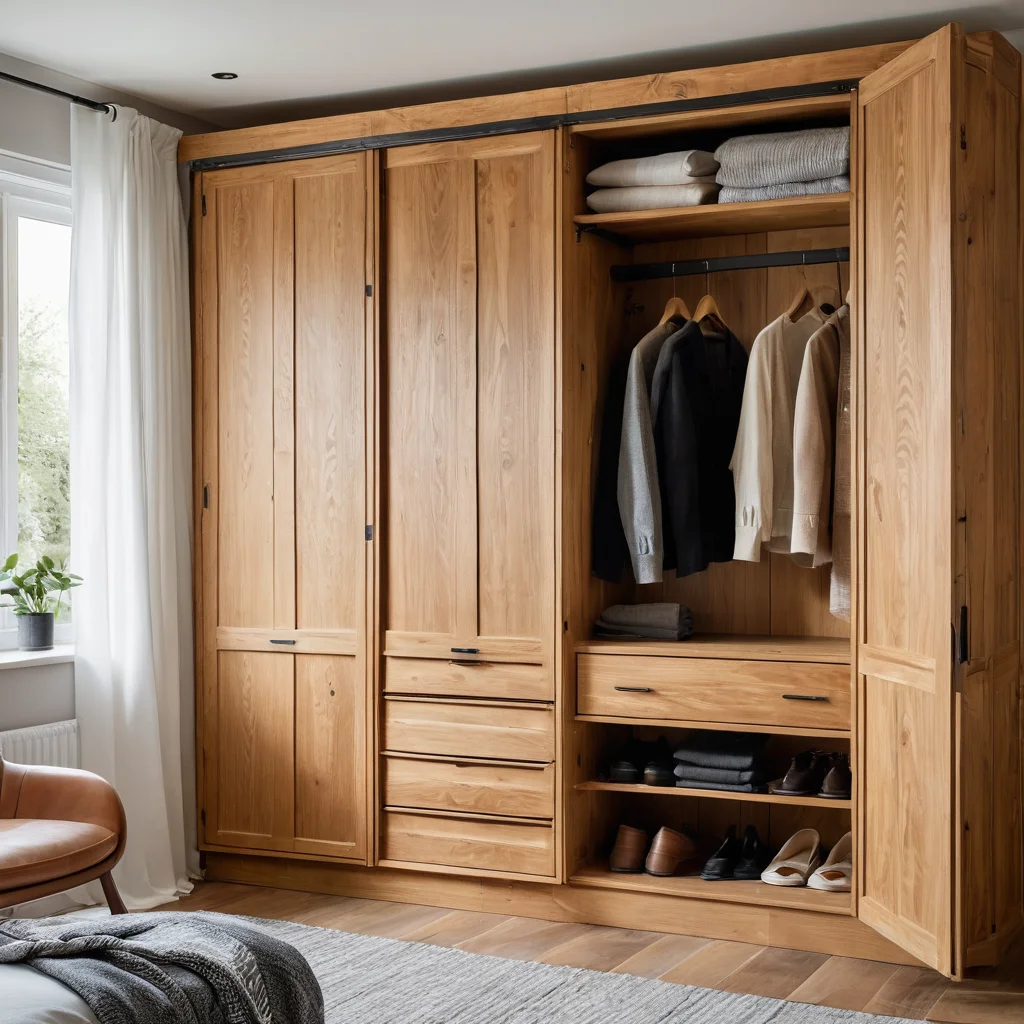 Уютный встроенный шкаф, сделанный своими руками из старых мебельных щитов, демонстрирующий идеальный порядок и эффективное использование пространства в доме.