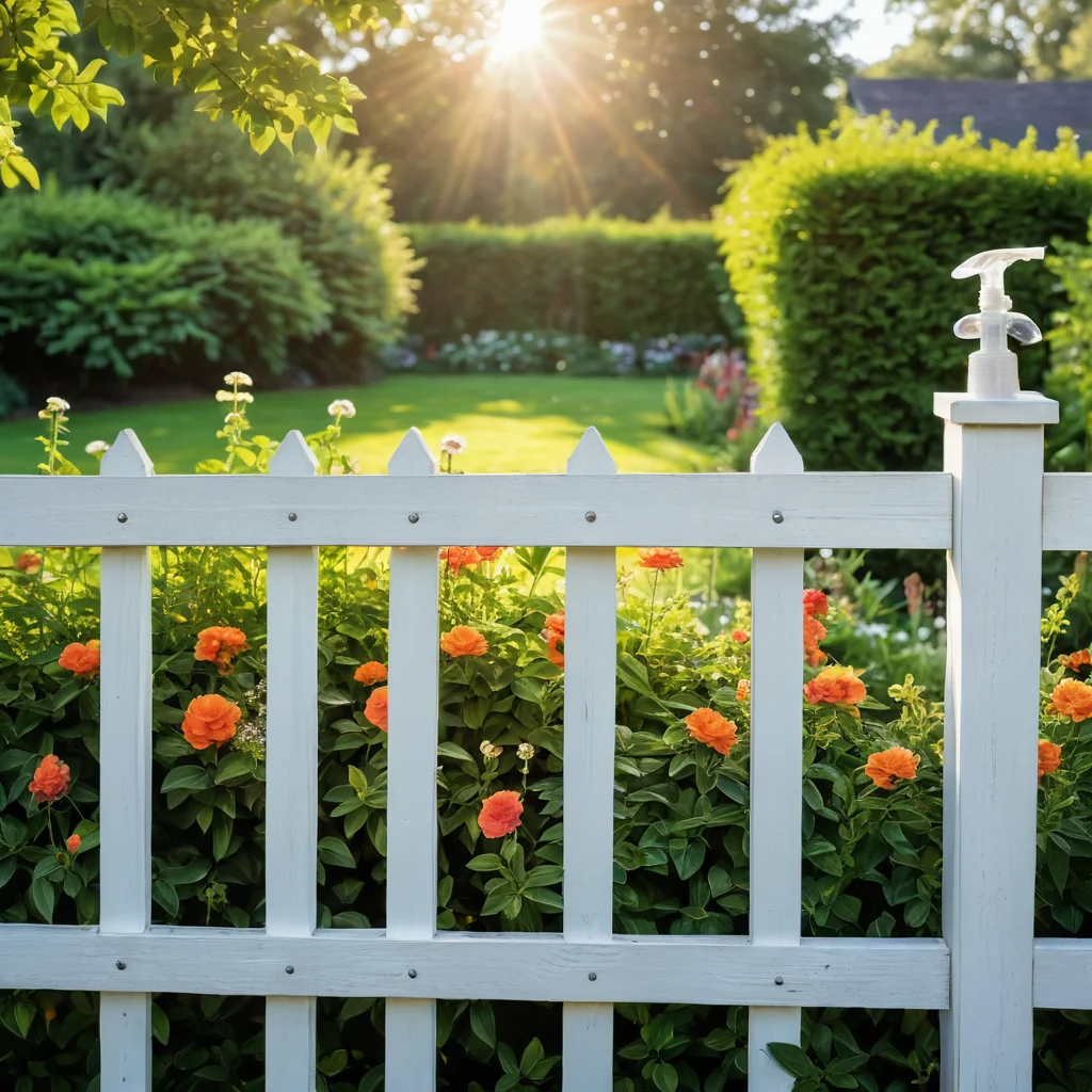 Уход за зеркальным забором: процесс очистки блестящей отражающей поверхности с помощью тряпки из микрофибры и бутылки с распылителем под ярким солнечным светом.