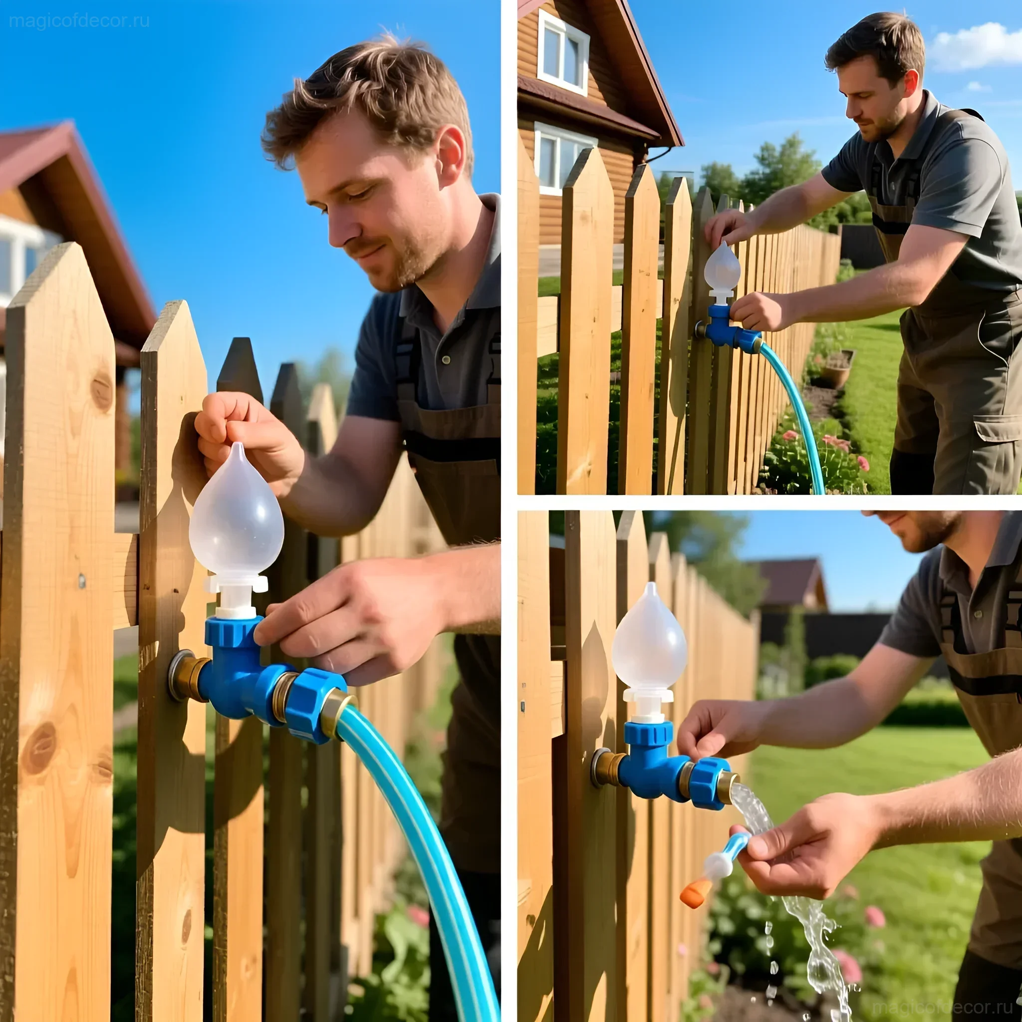 Фотография процесса установки автоматической поилки для животных на даче. Пошаговая инструкция, удобство и забота о питомцах.