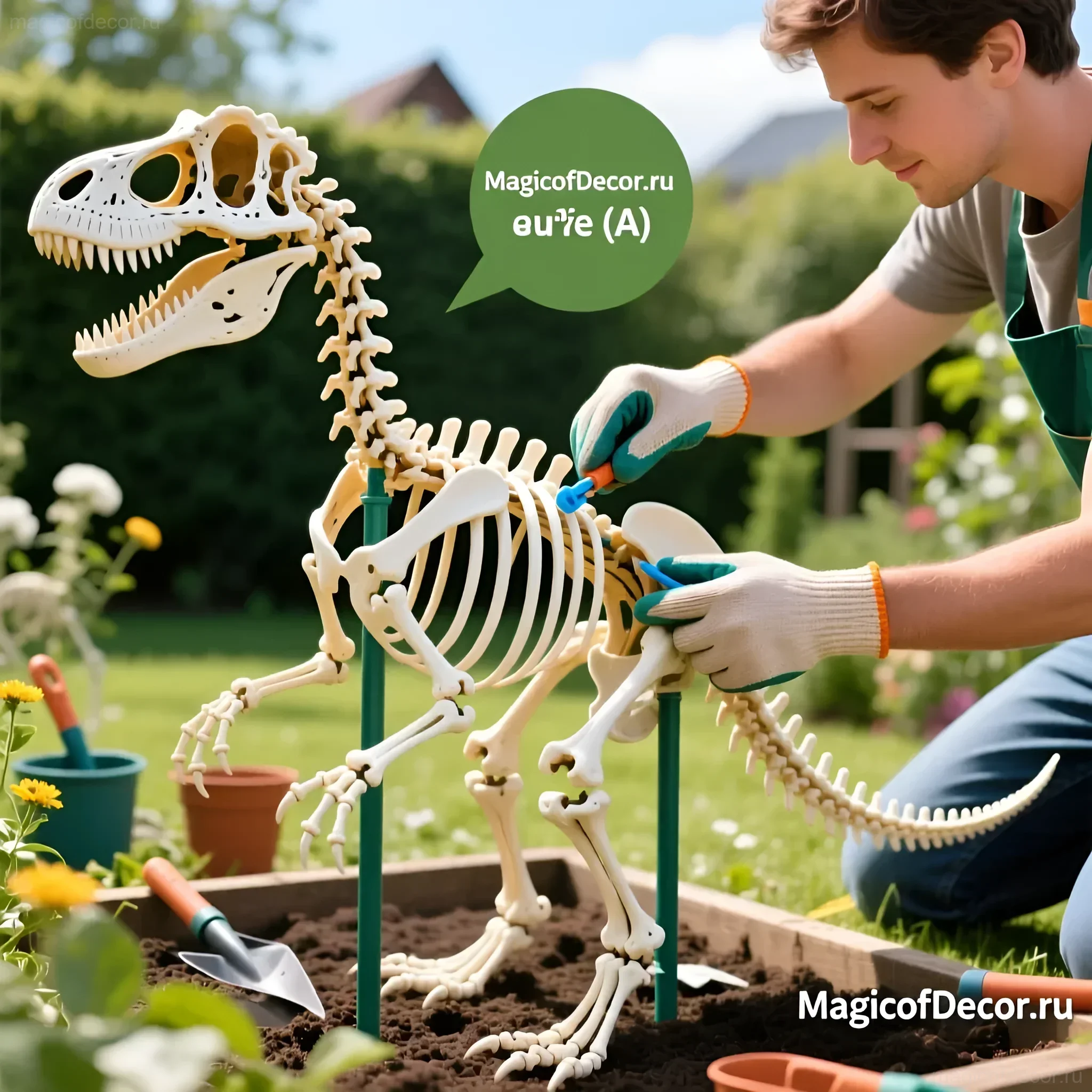 如何为花园制作恐龙骨架：创意，来自magicofdecor.ru - 图片 3