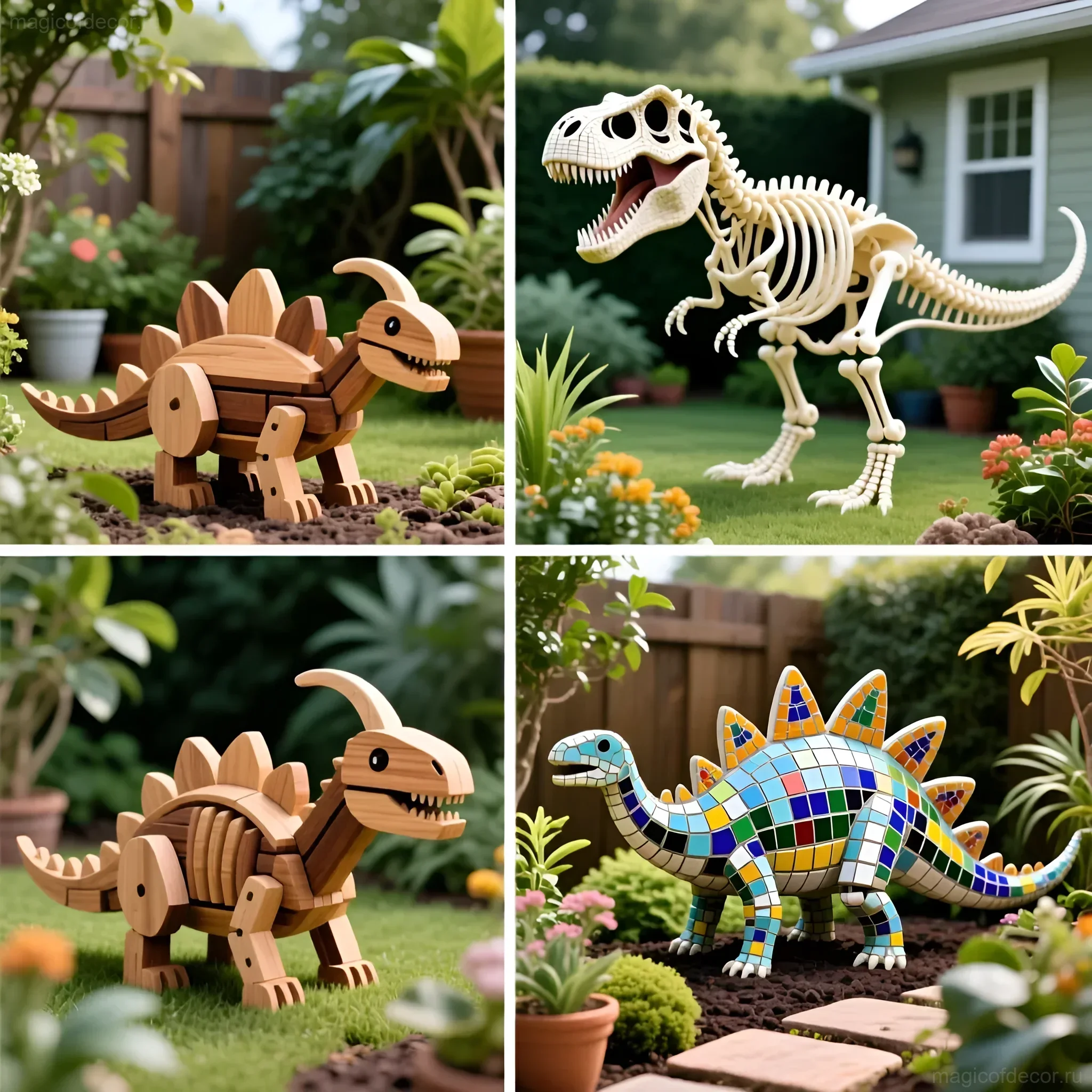 如何为花园制作恐龙骨架：创意，来自magicofdecor.ru - 图片 4