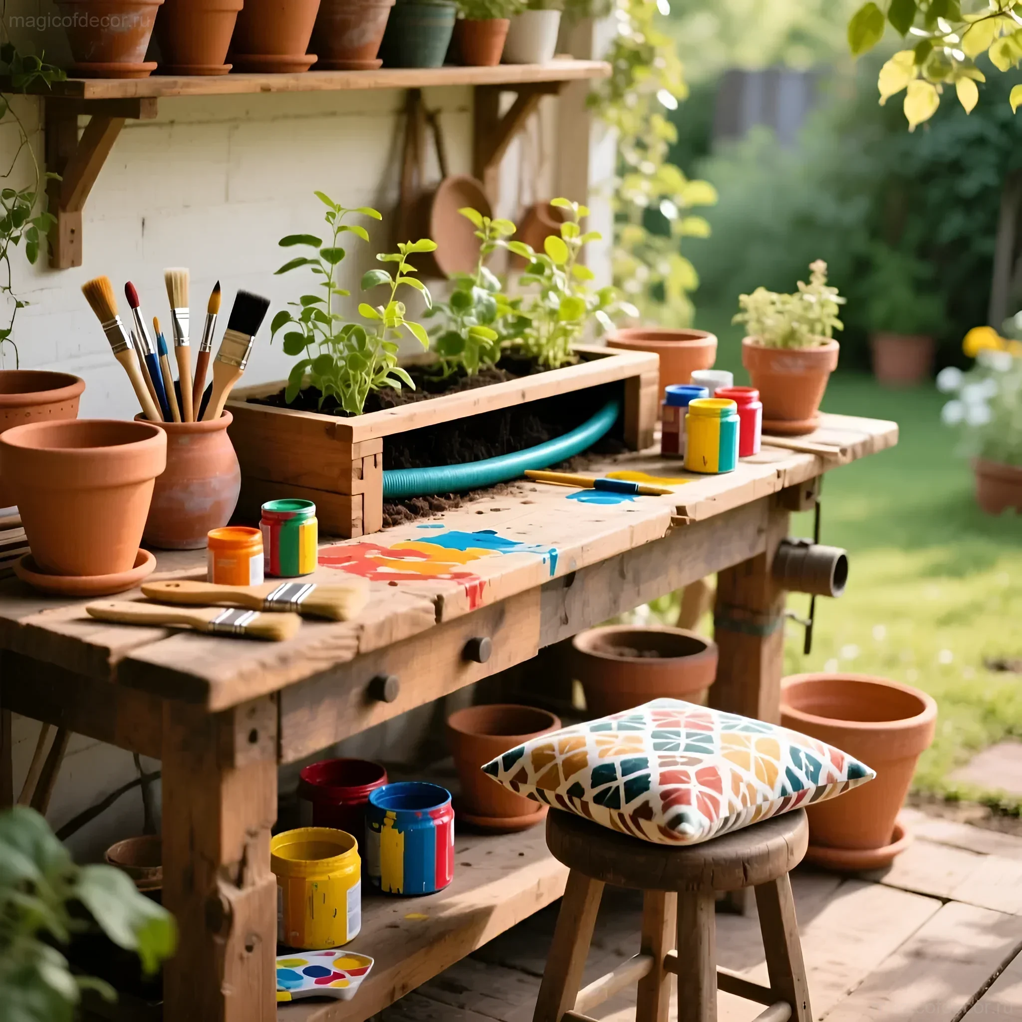 Изображение раздела 'DIY: стильный кашпо-скрытие для садового шланга – материалы и инструменты' в статье про Удобное место для хранения садового шланга: полное