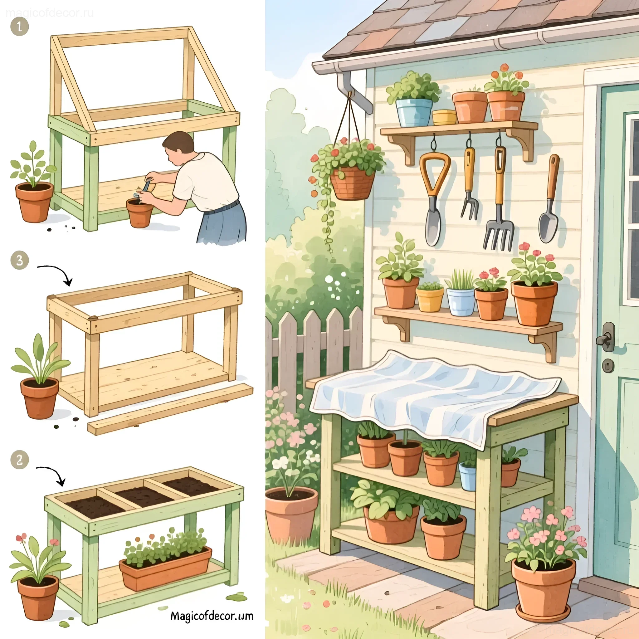 Изображение раздела 'Пошаговая инструкция: создаем удобный стол для пересадки растений своими руками' в статье про Удобный стол для пересадки растений: ваш помощник